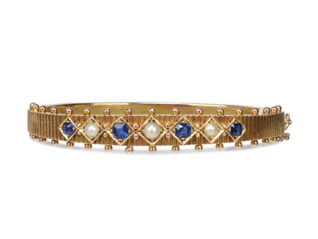 Vintage Sapphire and Pearl Bracelet Hot on Sale