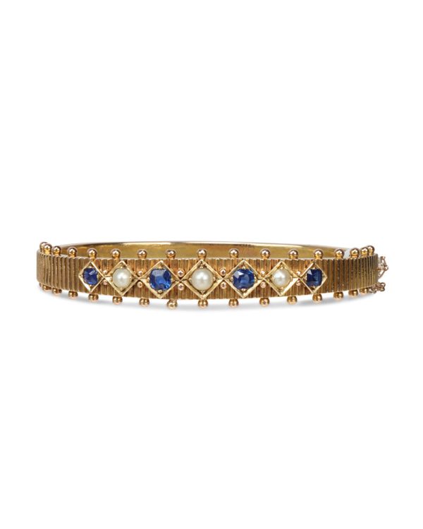 Vintage Sapphire and Pearl Bracelet Hot on Sale