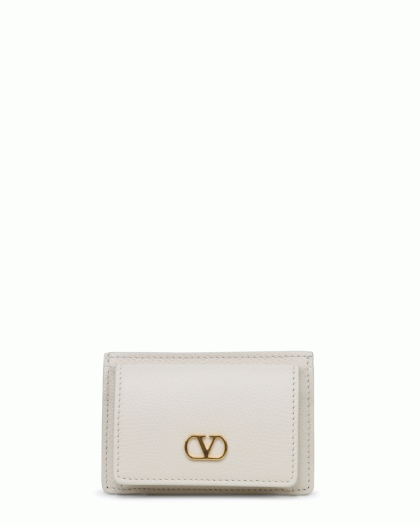 VLogo Coin and Card Case in Light Ivory For Cheap