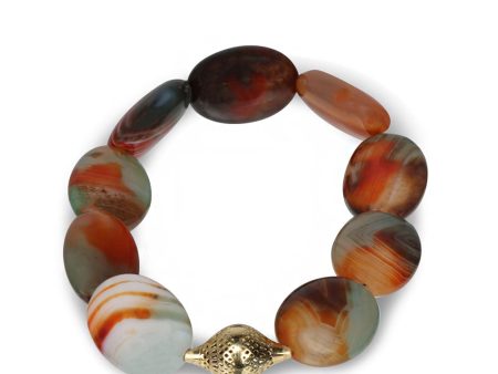 Banded Agate Beaded Stretch Bracelet For Discount