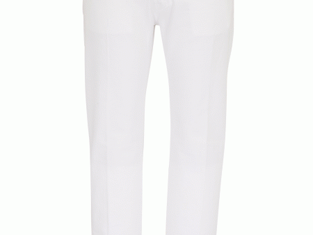 White Micro Piquet 5 Pocket Pant Sale