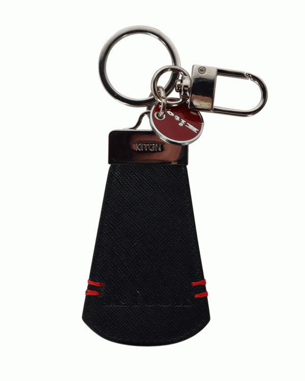 Navy Saffiano Leather Keychain For Cheap