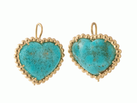 Turquoise Caviar Heart Earrings For Sale