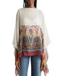 Bianco Kaleidoscope Silk Poncho Hot on Sale