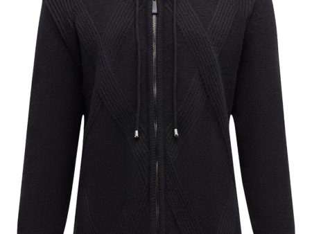 Black Knit Full Zip Sweater Online Hot Sale