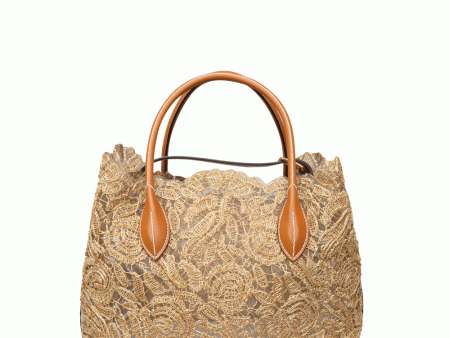 Maggie Lace Borsa Shopping Tote in Ecru Beige Online Hot Sale