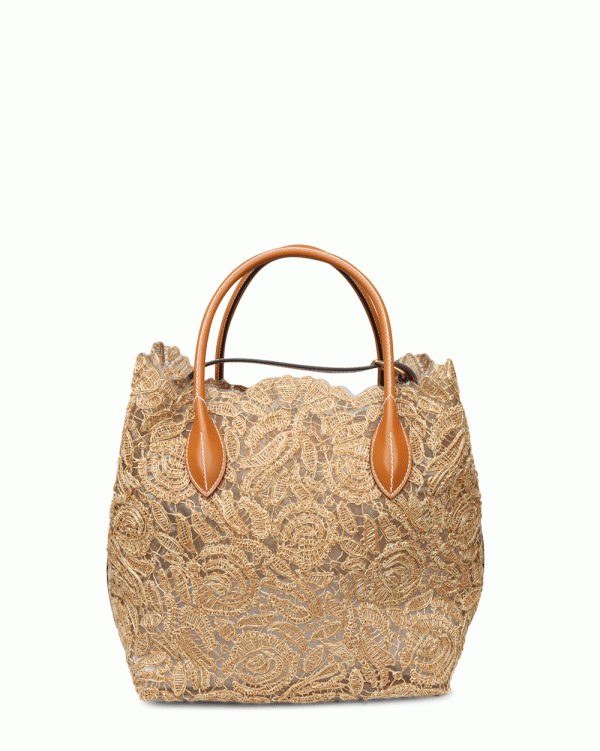 Maggie Lace Borsa Shopping Tote in Ecru Beige Online Hot Sale