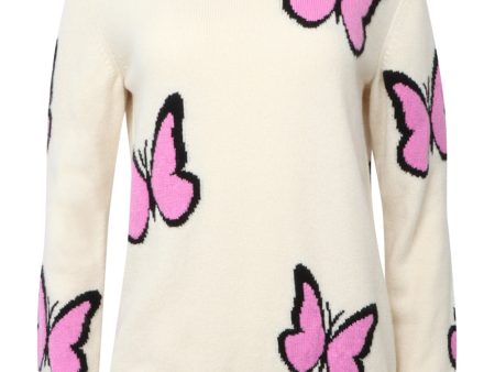 White Butterfly Crewneck Sweater Online Sale