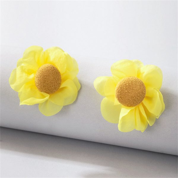 Yellow Floral Stud Earrings For Sale