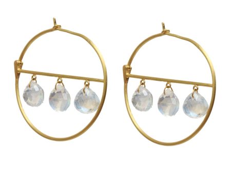 Rainbow Moonstone Hoop Earrings Fashion