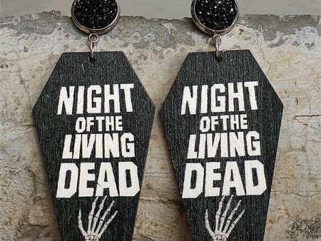 Black Wood & Silver-Plated  Night Of The Living Dead  Coffin Drop Earrings Hot on Sale