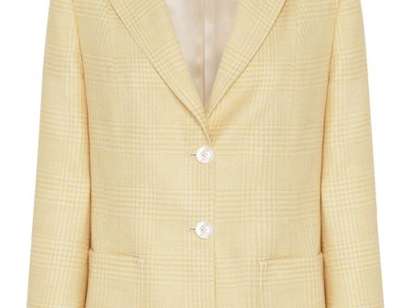 Yellow Glen Plaid Single Breasted Blazer Hot on Sale