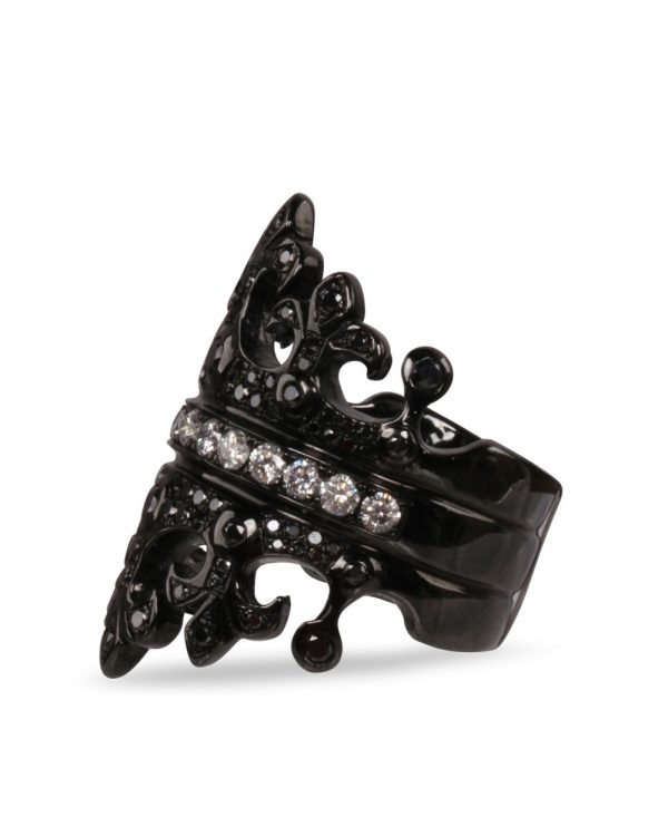 Black Diamond Fleur de Lis Ring Discount