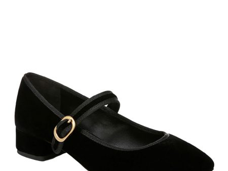 Cade Velvet Mary Jane Ballerina Pump in Black Online Hot Sale