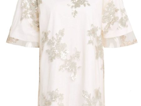 White Embroidered Relaxed T-Shirt Online Hot Sale