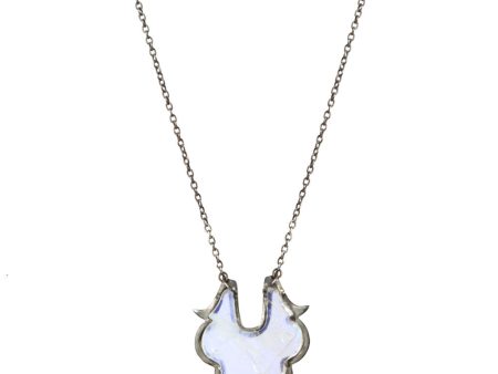 Sterling Silver and Moonstone Sharp Edge Pendant Necklace Online Hot Sale