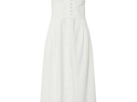 White Apron Maxi Dress For Cheap