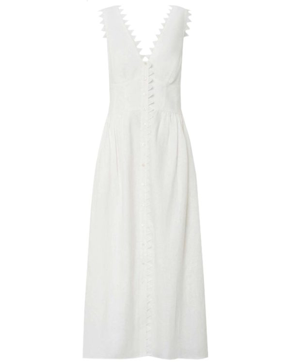 White Apron Maxi Dress For Cheap