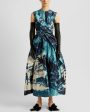 Amneris Paint Sleeveless Drape Midi Dress on Sale