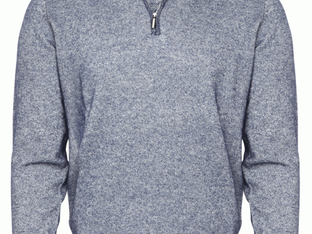 Blue Melange Quarter Zip Sweater Hot on Sale