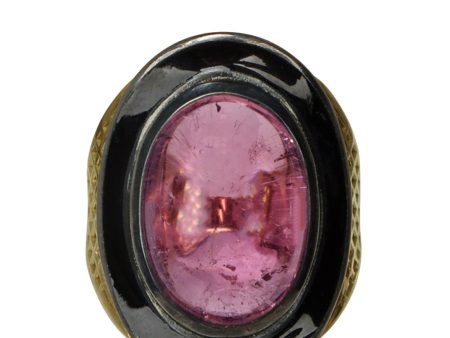 Purple Tourmaline and Black Enamel Crownwork Ring on Sale