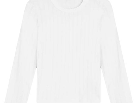 White Pointelle Slim Tee For Cheap