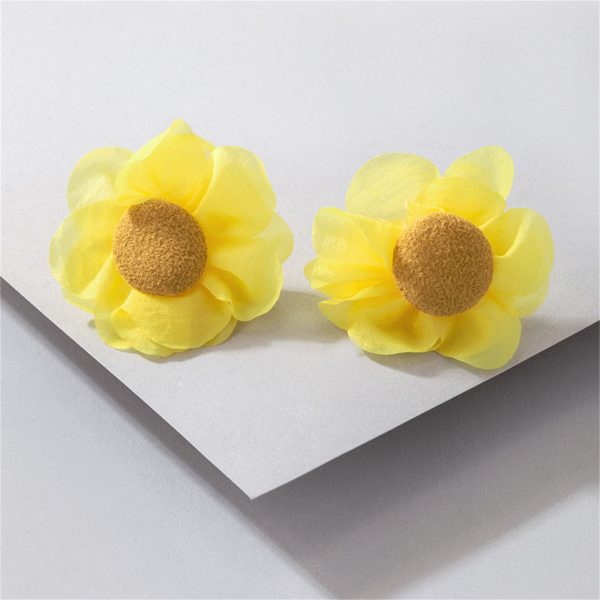 Yellow Floral Stud Earrings For Sale