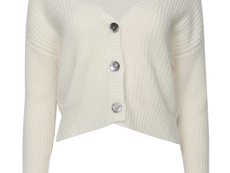 White V Neck Big Stitch Cardigan Sale