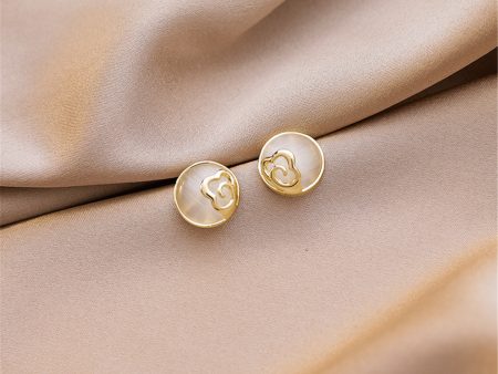 Cats Eye & 18K Gold-Plated Floral Stud Earrings For Cheap