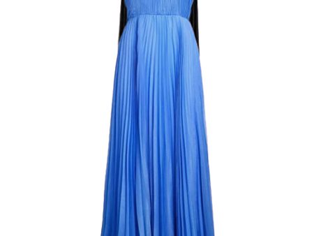 Azure and Black Pleated Octavia Gown Discount