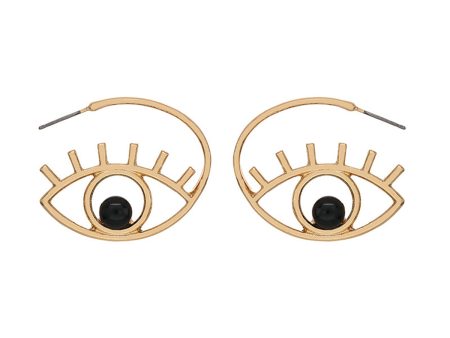 Black Resin & 18K Gold-Plated Devil Eye Drop Earrings For Cheap