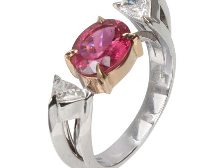 Rubellite and Diamond Gravity Ring Discount