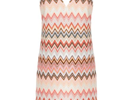 Yellow and Pink Zig Zag V Neck Mini Dress Supply