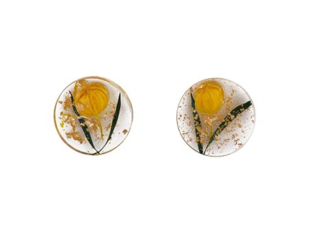 Yellow Flower & Silver-Plated Stud Earrings Supply