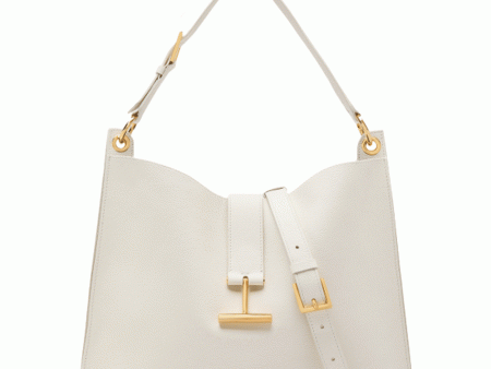 Large Tara Hobo Grain Leather Crossbody in Cream Cheap