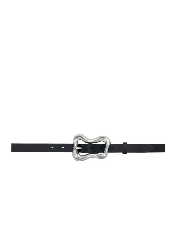 Highline Leather Belt with Asymmetrical Buckle in Black Supply