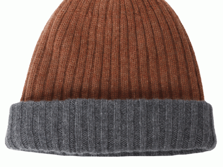 Brown and Grey Double Cashmere Beanie Supply