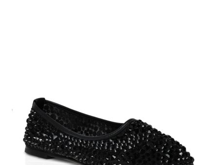 Balla Large Crystal Ballet Flat in Black Discount