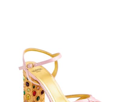 Preshoes Crystal Satin Sandal in Multicolor and Rose Cheap