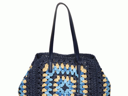 Borsa Crochet Shooping Tote in Navy Online now