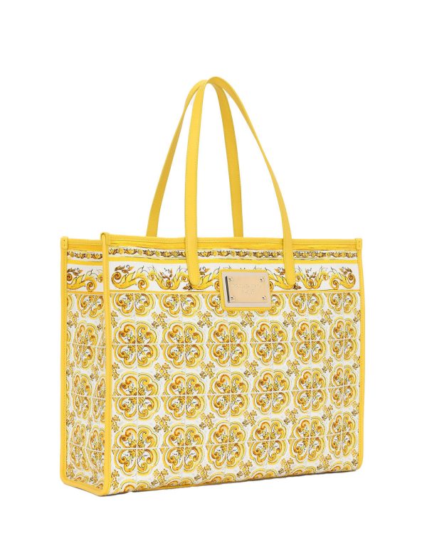 Large Sicily Shopper Tote Bag in Yellow Majolica Discount