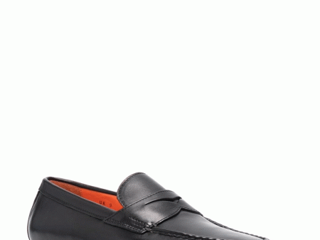 Polished Leather Penny Loafer in Black Hot on Sale