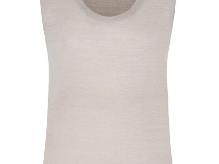 Beige Metallic Sleeveless Tank Discount