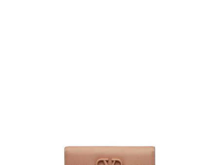 VLogo Signature Leather Wallet on Chain in Rose Cannelle For Discount