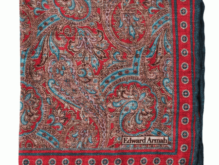 Barn Red Exploded Paisley Pocket Square Online now