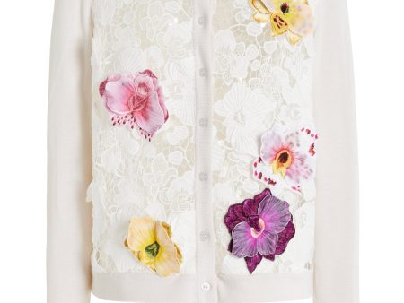 White Orchid Embroidered Lace Cardigan For Cheap