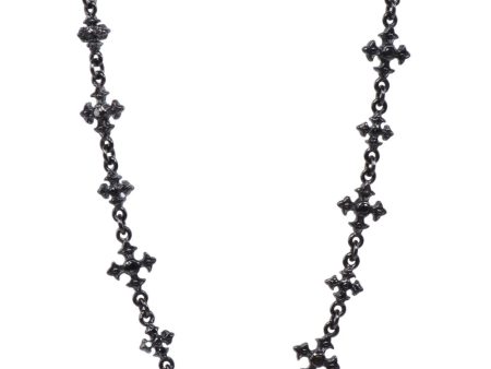 Black Diamond Alternating Cross Chocker Necklace Online now