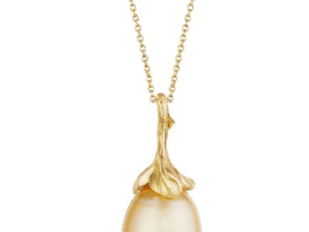 South Sea Pearl and Leaf Pendant Necklace Online Hot Sale