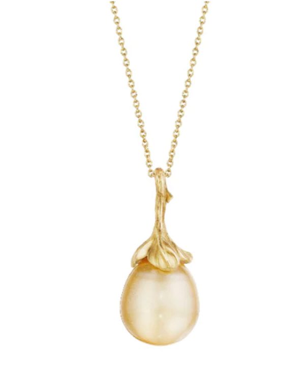 South Sea Pearl and Leaf Pendant Necklace Online Hot Sale