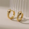 Black Cubic Zirconia & 18K Gold-Plated Snake Huggie Earrings Cheap